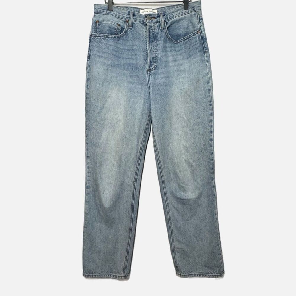 Denim Forum Joni High rose loose fit Light Blue Straight Jeans 29 long aritzia